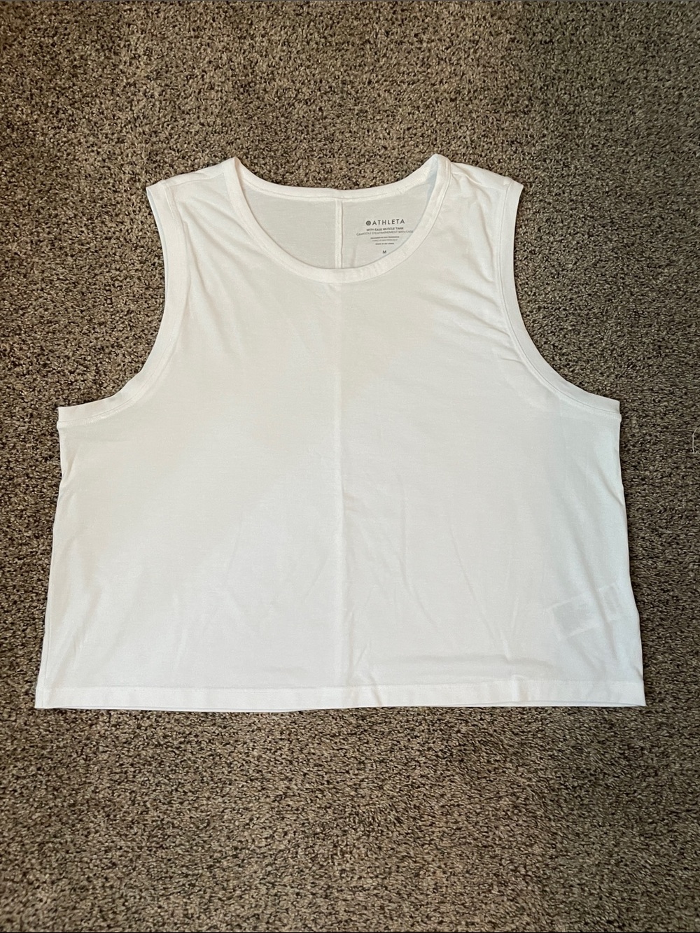 Athleta White Scoop Neck Cropped Tank